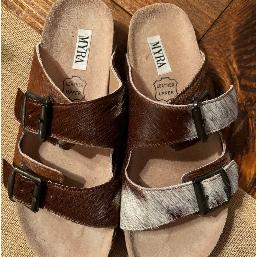 Myra cowhide leather sandals, worn once, size 9